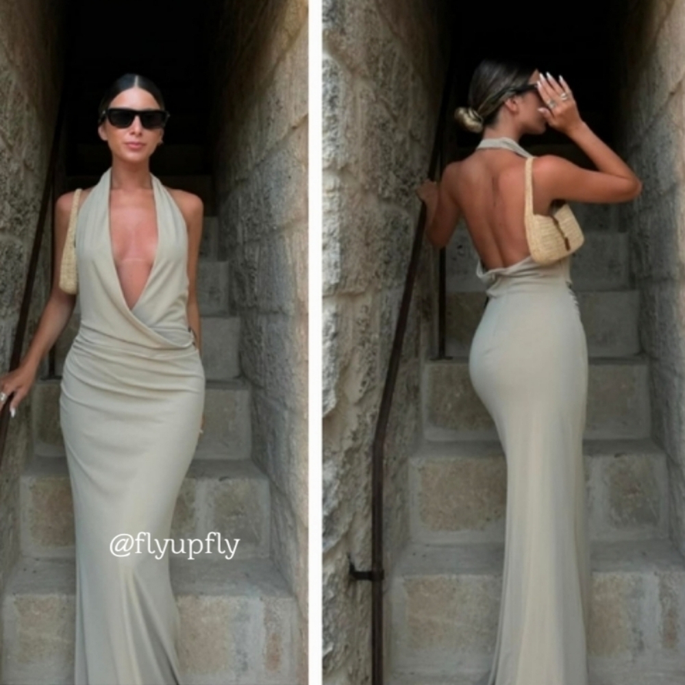 Zara Shell Halter Maxi Dress Size M ans XS - Picture 11 of 16